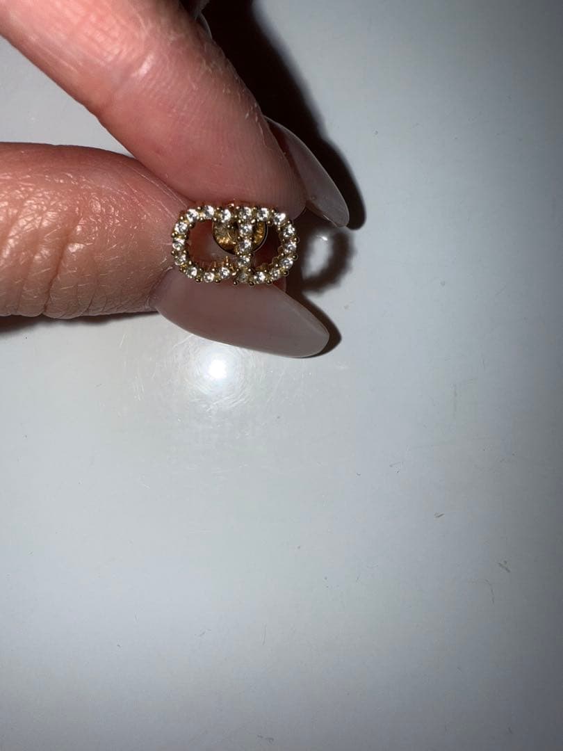 DIORダブルCロゴ ストーン装飾 ピアス(片耳用)