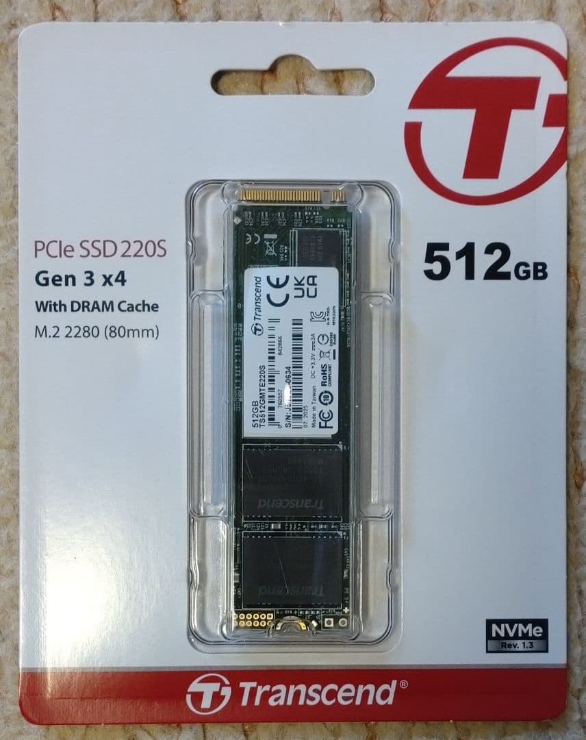 新品未使用品 Transcend PCIe SSD 220S 512GB