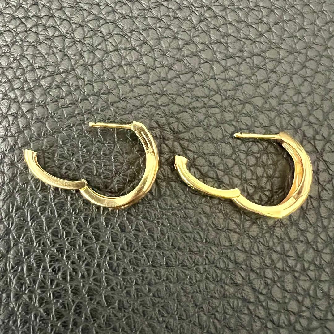 (B051202) K18ピアス ダイヤ 中折れピアス 18金 YG