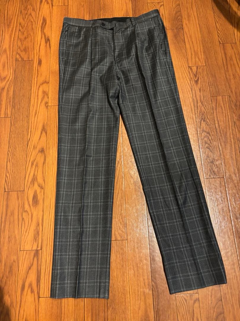 ビームスハート ロロピアーナ ウール100 チェック スーツ グレー 52