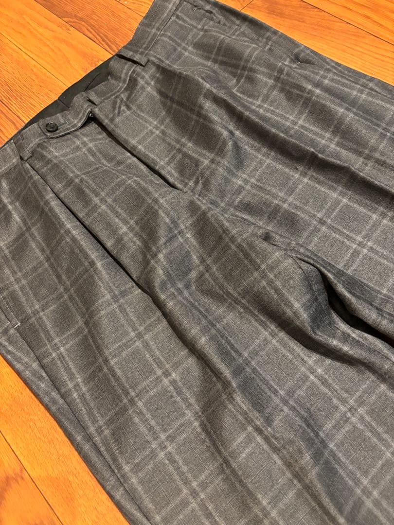 ビームスハート ロロピアーナ ウール100 チェック スーツ グレー 52