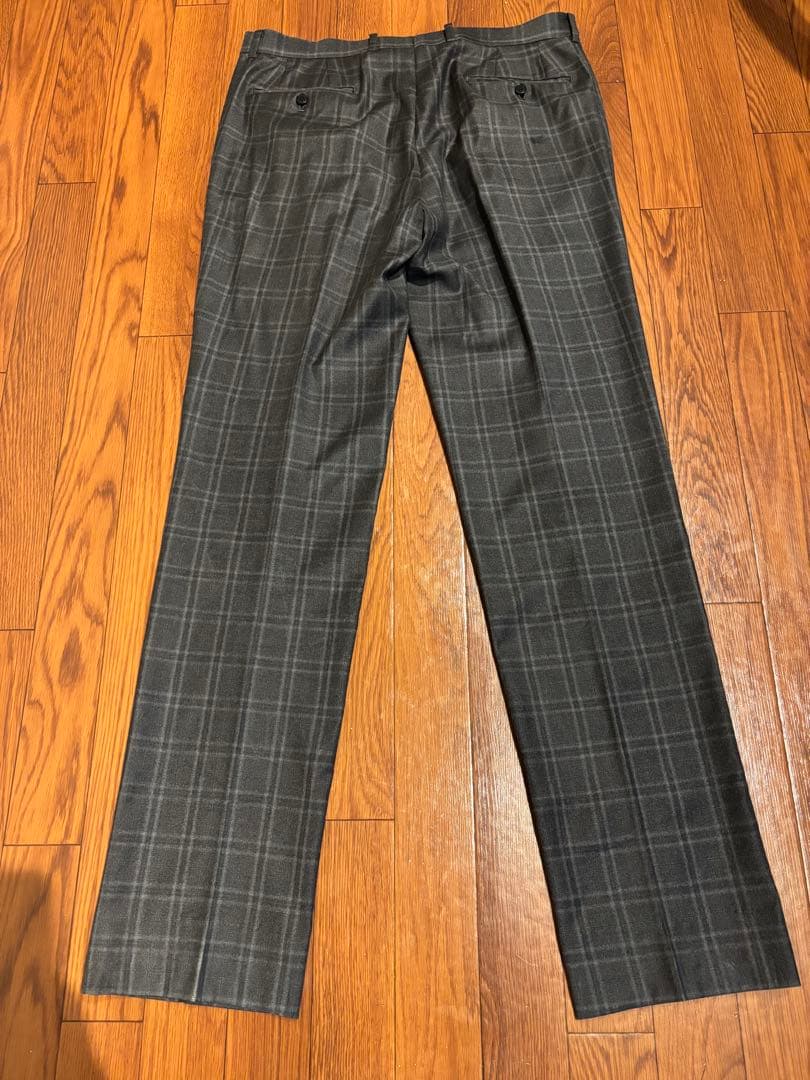 ビームスハート ロロピアーナ ウール100 チェック スーツ グレー 52