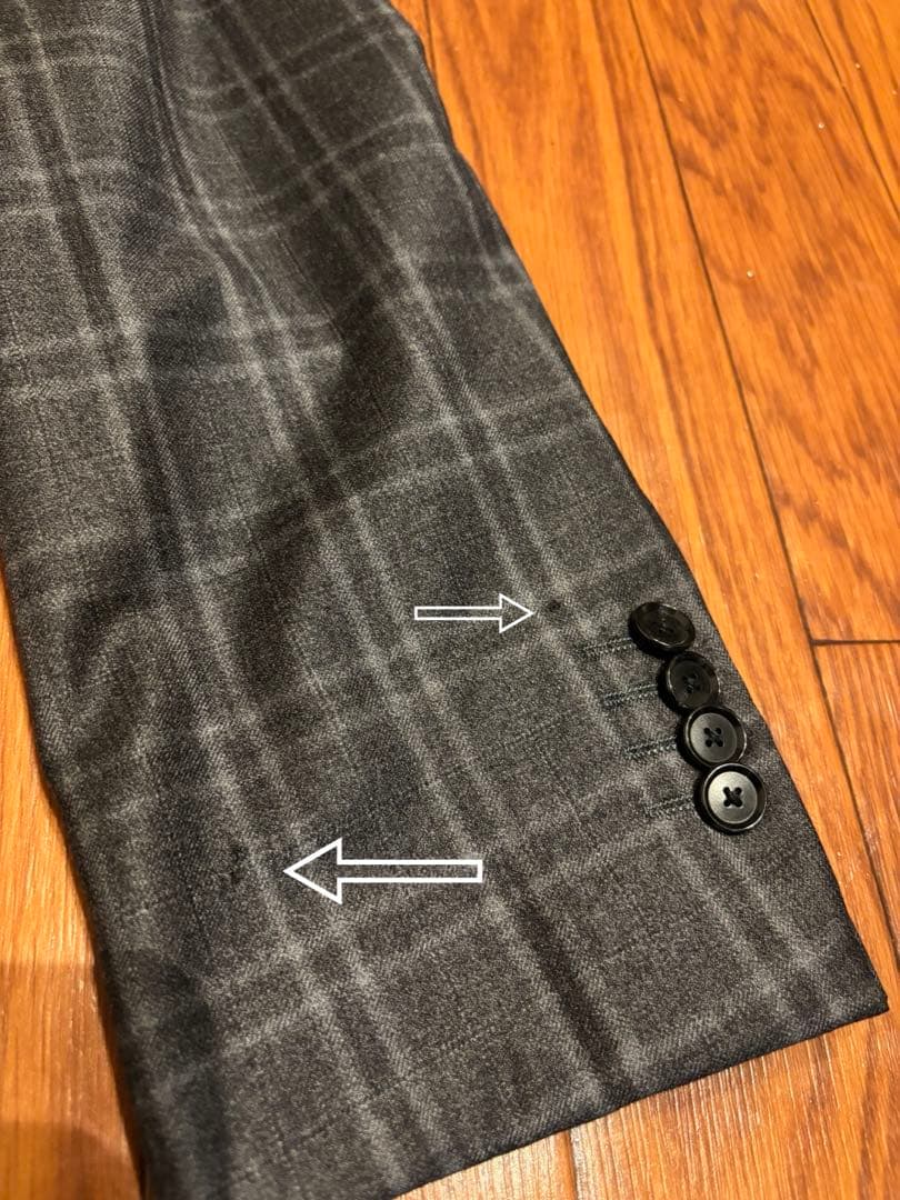 ビームスハート ロロピアーナ ウール100 チェック スーツ グレー 52