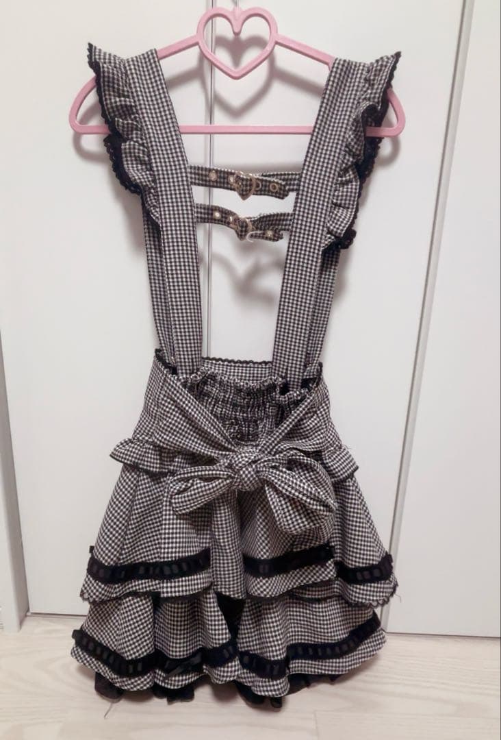 はしごリボンチェックティアードスカパン ブラック LIZLISA リズリサ