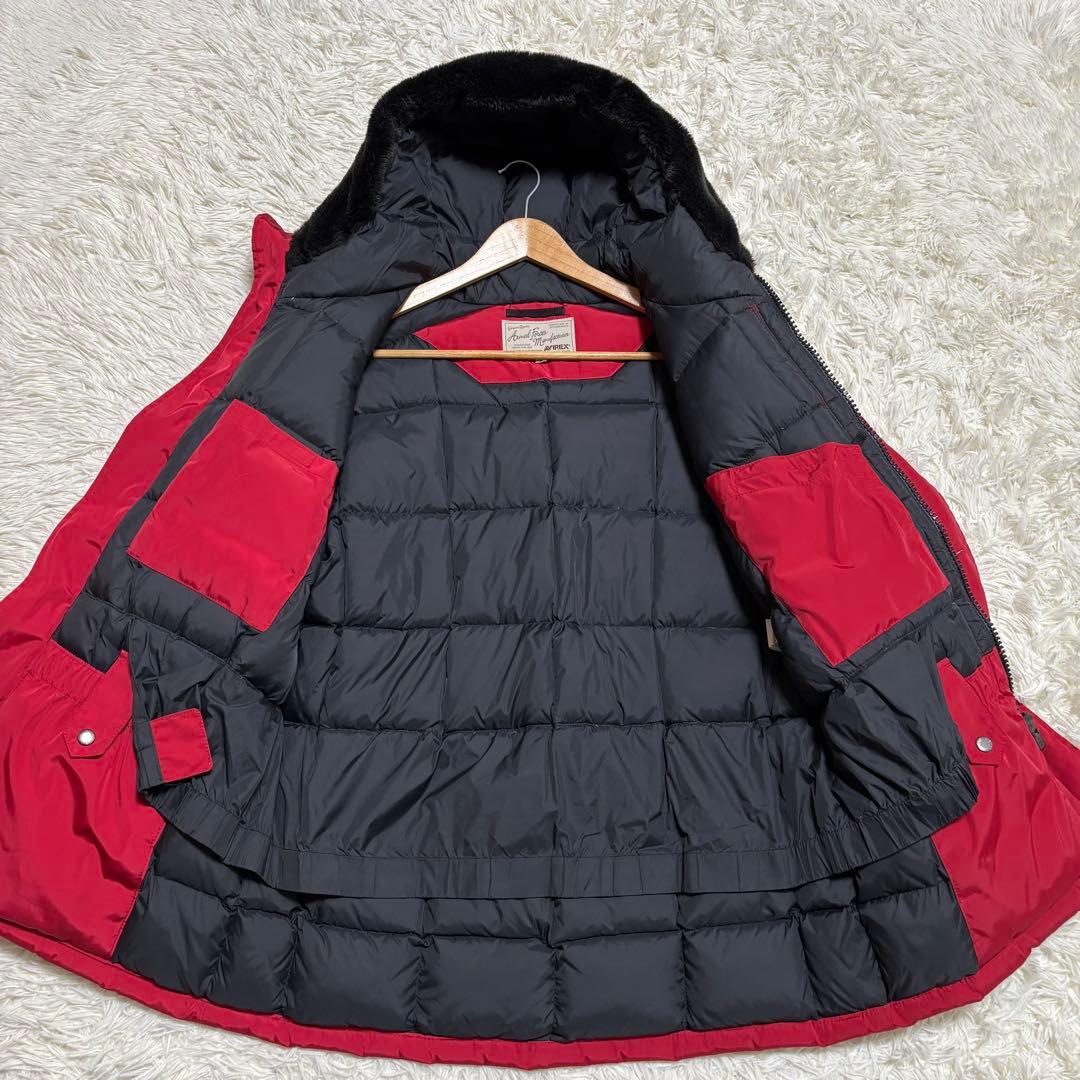 AVIREX XL 肉厚 ダウンジャケット レッド ロゴ付き メンズ