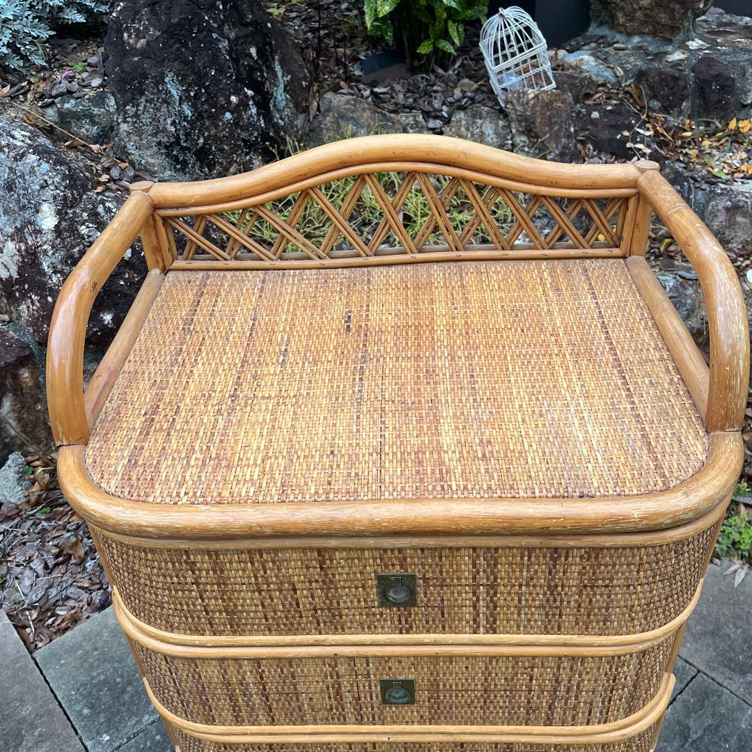 ラタン製 4段収納チェスト