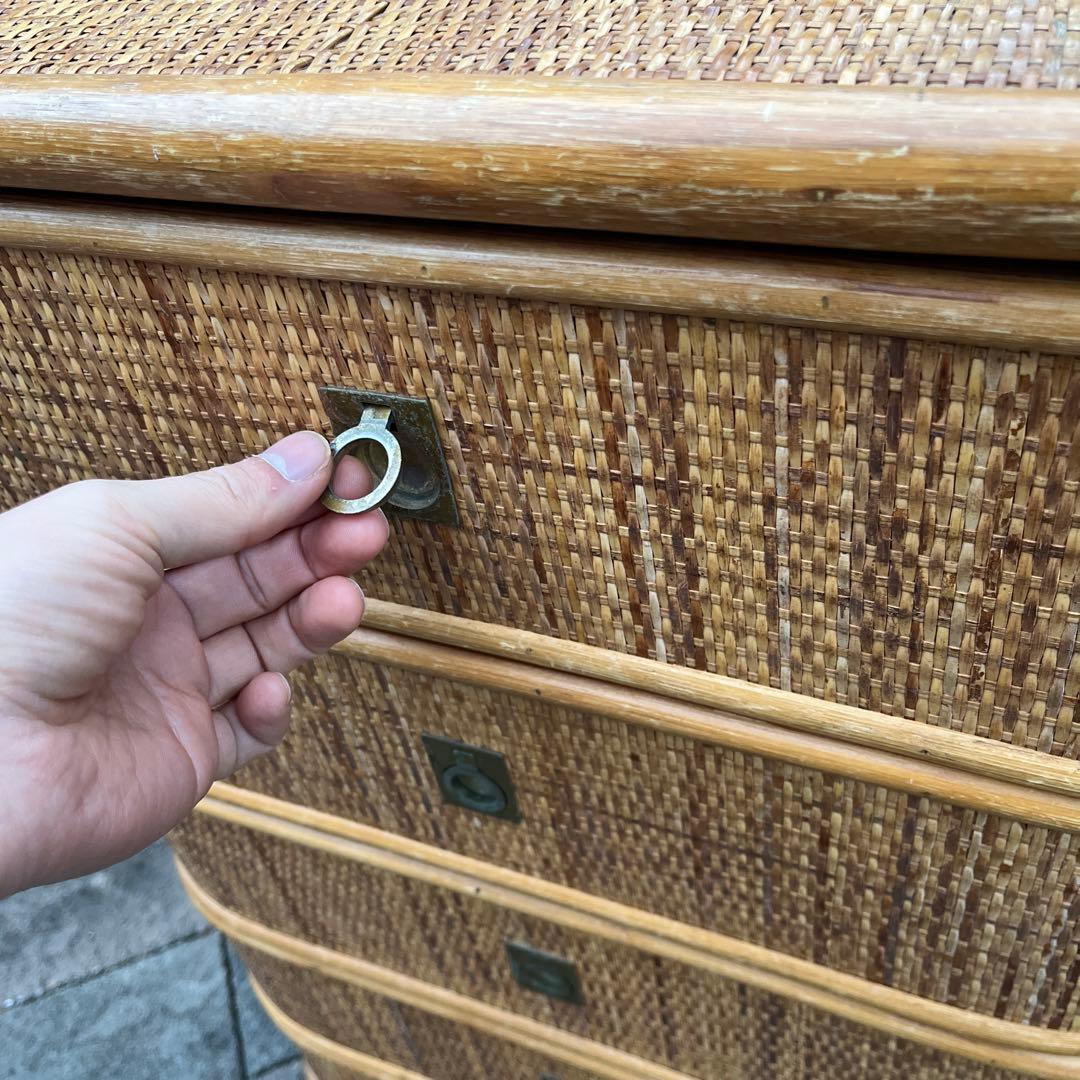 ラタン製 4段収納チェスト