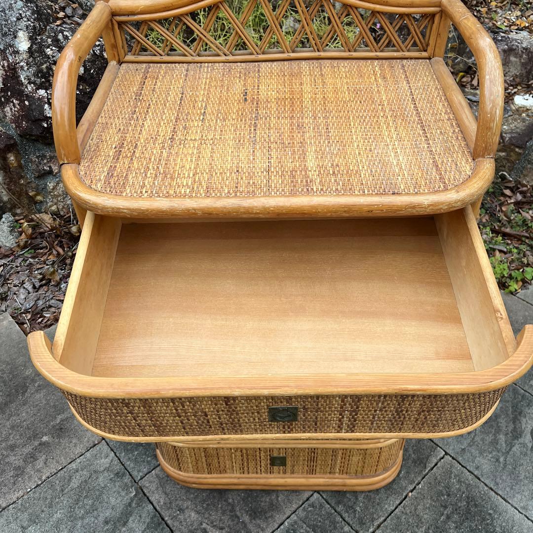 ラタン製 4段収納チェスト