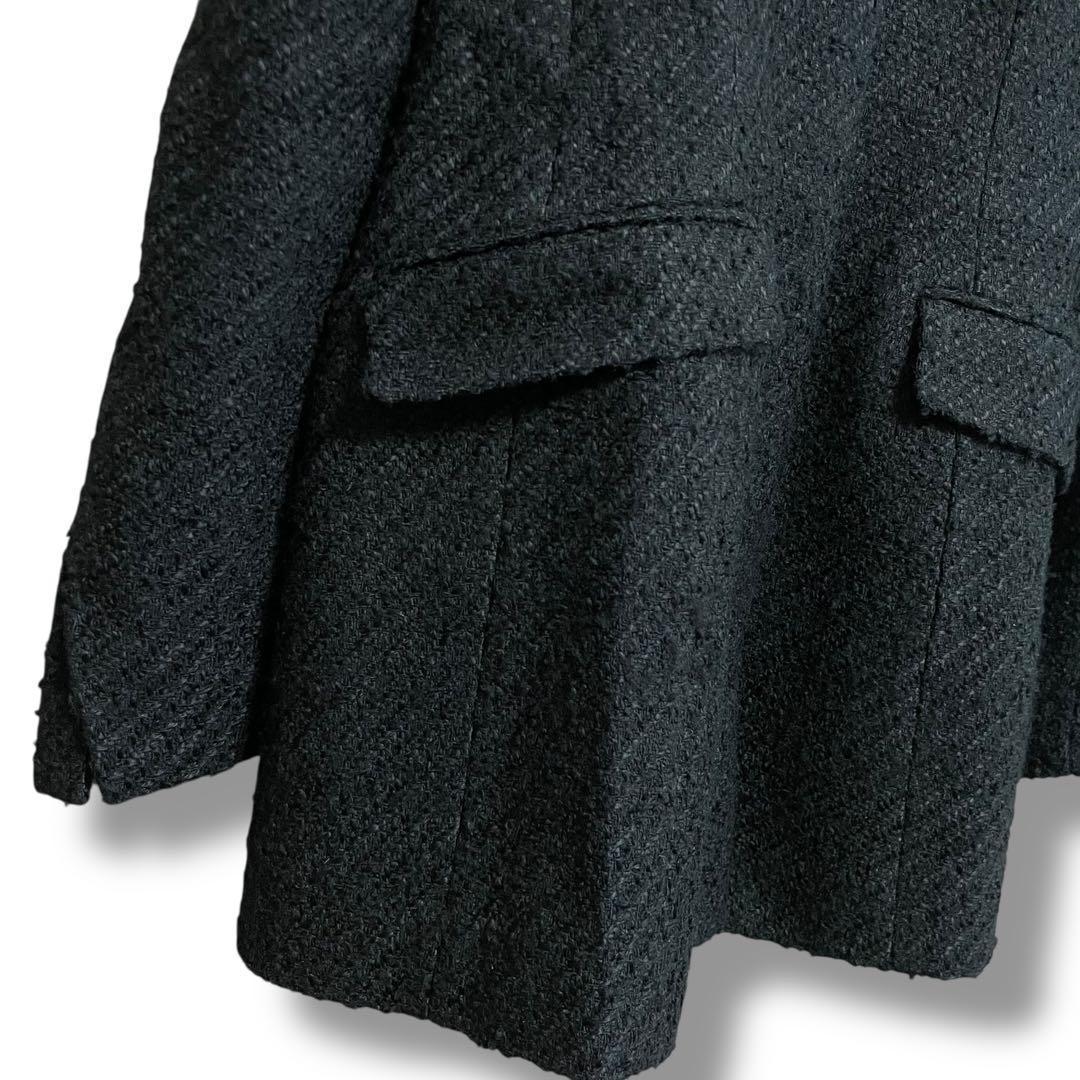 CELFORD セルフォードツイードペプラムノーカラージャケット ブラック 36
