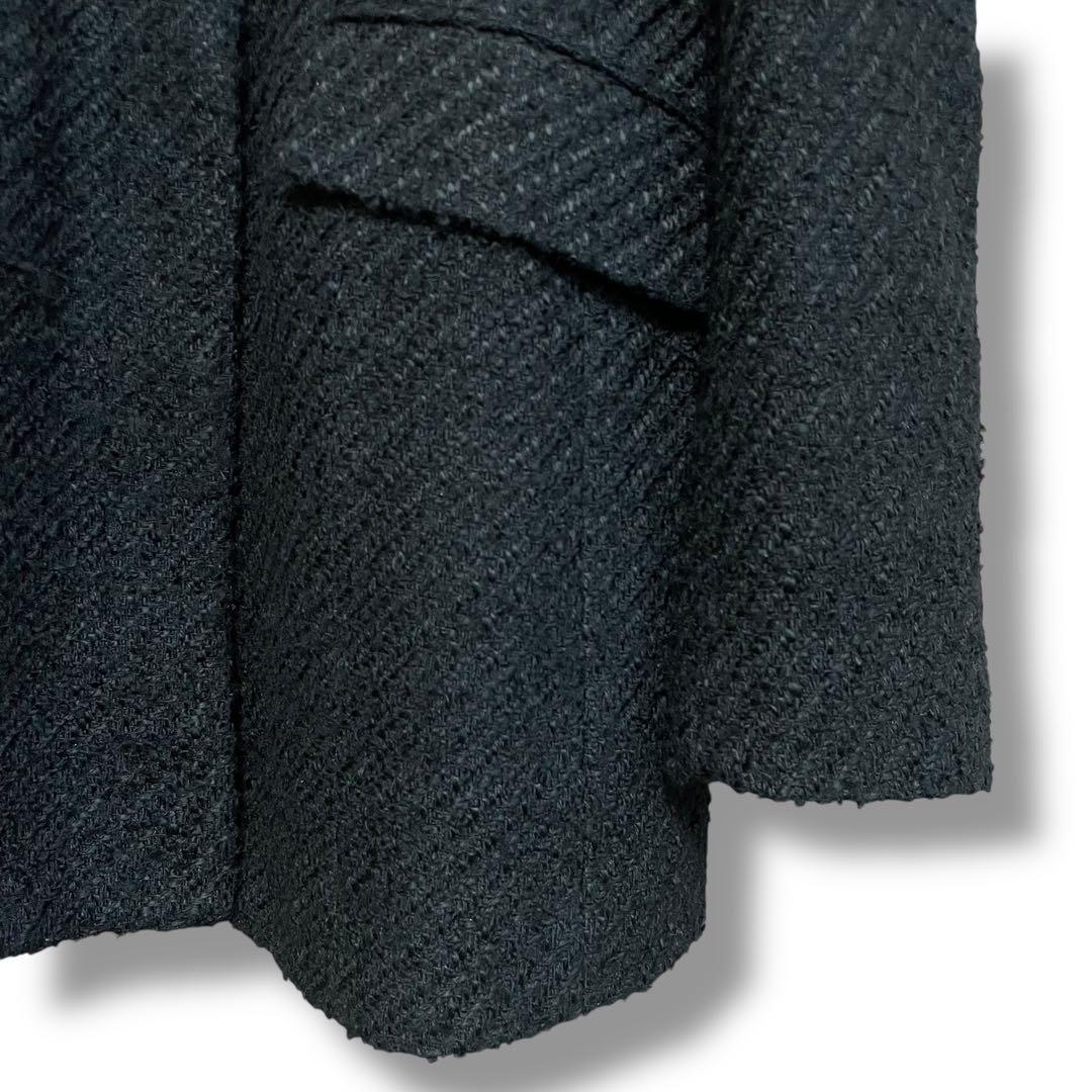 CELFORD セルフォードツイードペプラムノーカラージャケット ブラック 36