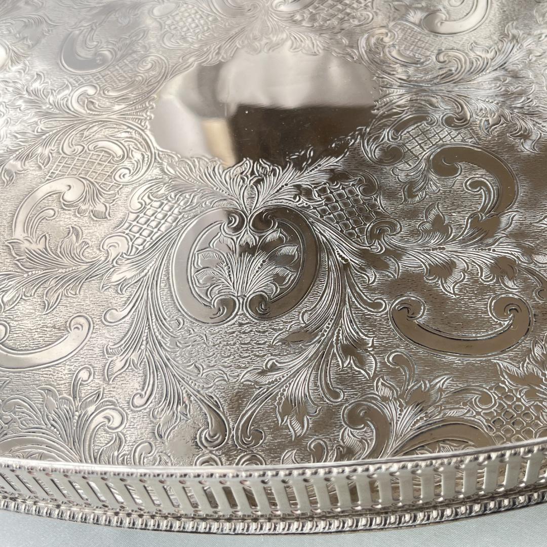 【英国】 ギャラリートレー オーバル型 45cm クロウフット