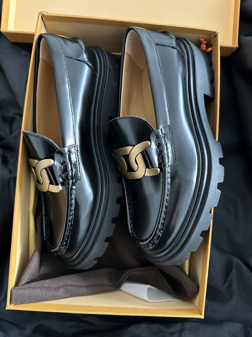 TOD'S ロゴ ケイト 黒 ローファー 厚底 37サイズ