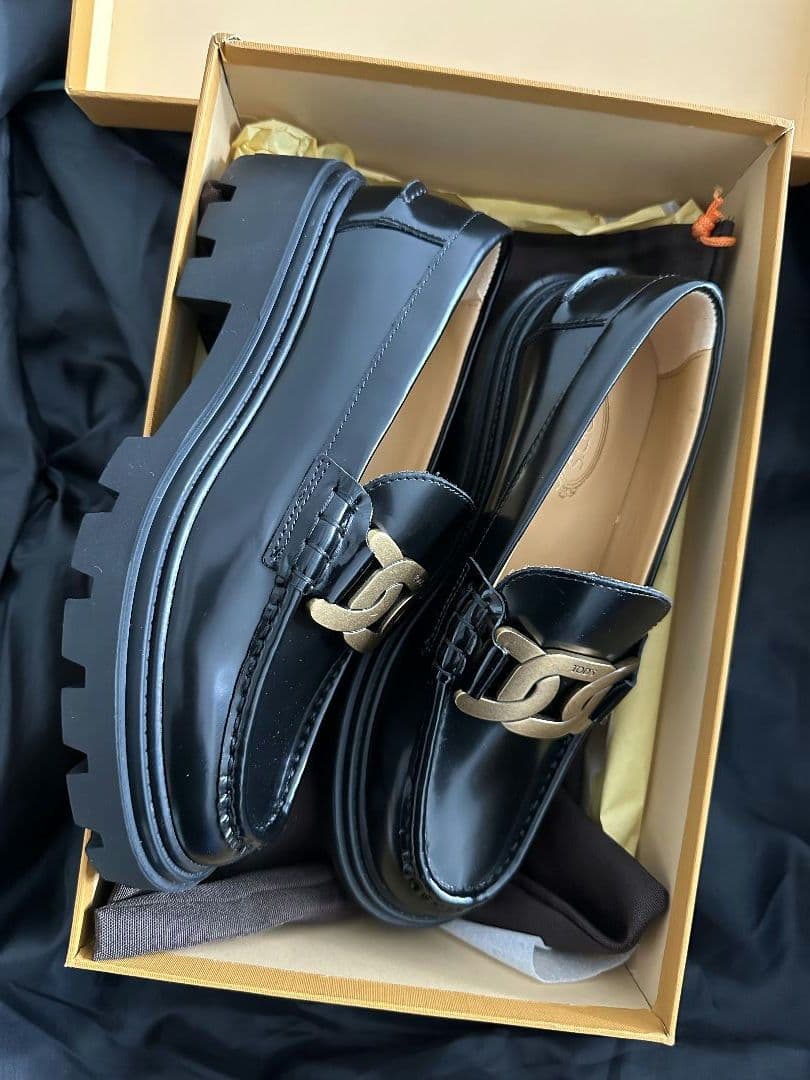 TOD'S ロゴ ケイト 黒 ローファー 厚底 37サイズ