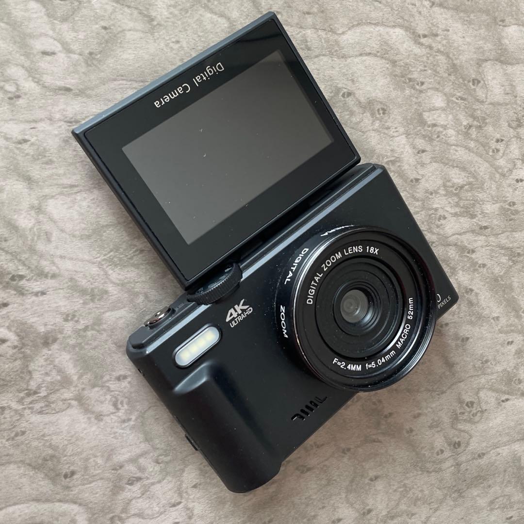 【自撮り対応】 4K 6400万画素 デジカメ 18倍ズーム バッテリー付属