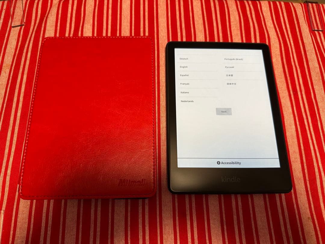 Amazon Kindle 本体 レッドレザーカバー付き