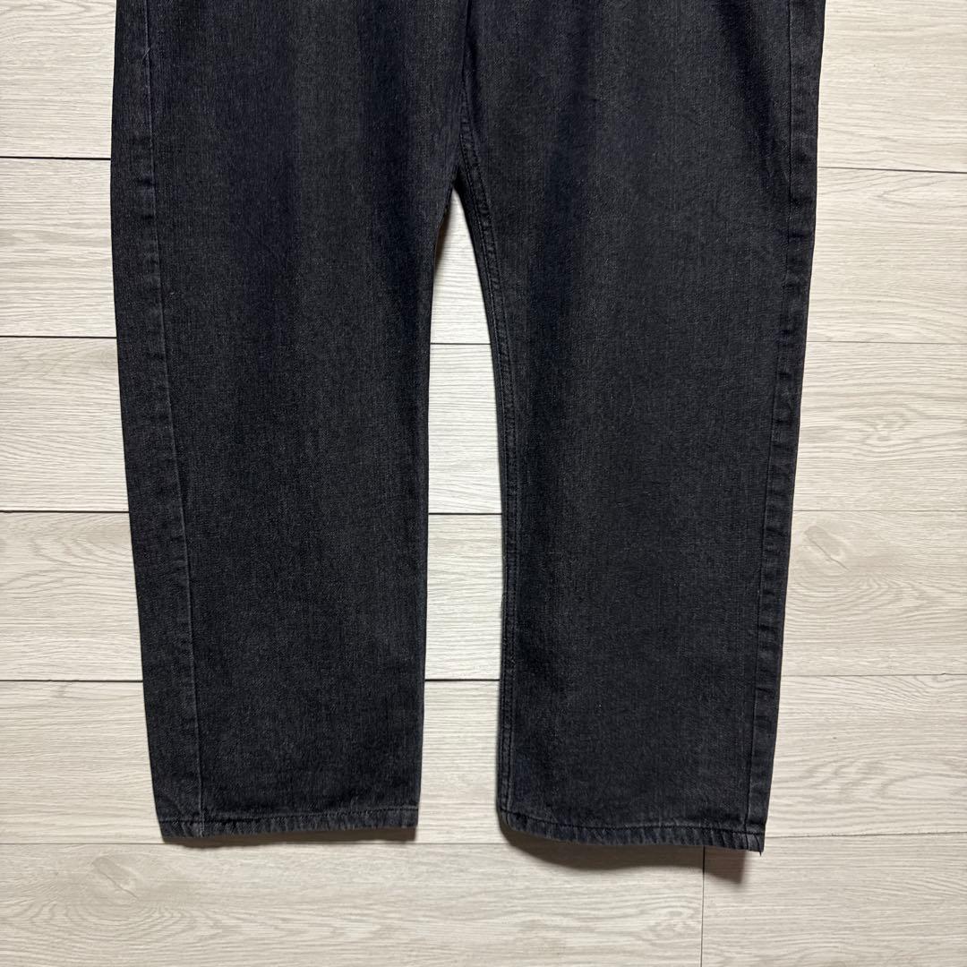 00s ROCA WEAR 先染め ブラックデニム 刺繍 W44 極太 バギー