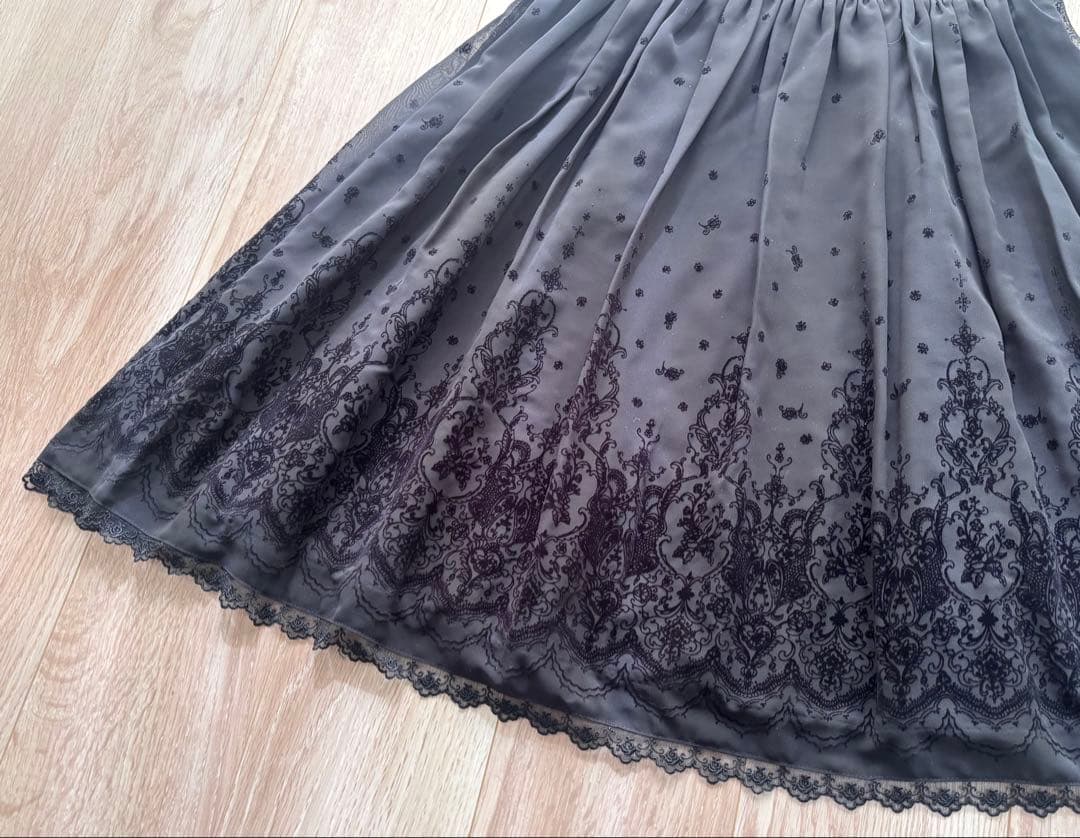 Moi meme Moitie薔薇フロッキー後ろ編み上げJSK黒✦レア 超美品