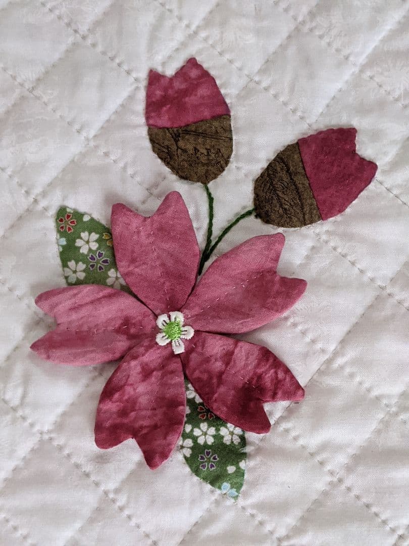 しだれ桜　パッチワークキルト　タペストリー