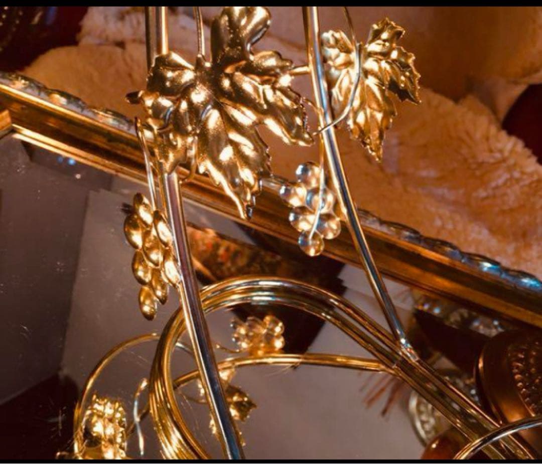 湯布院アンティーク レトロヴィンテージ ワイン/グラスホルダー ゴールド 葡萄柄