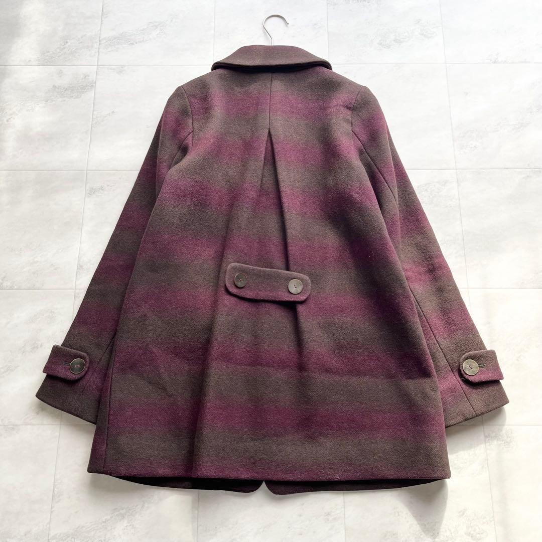 【美品】Pal'las Palace ボーダー ウールコート シェルボタン L