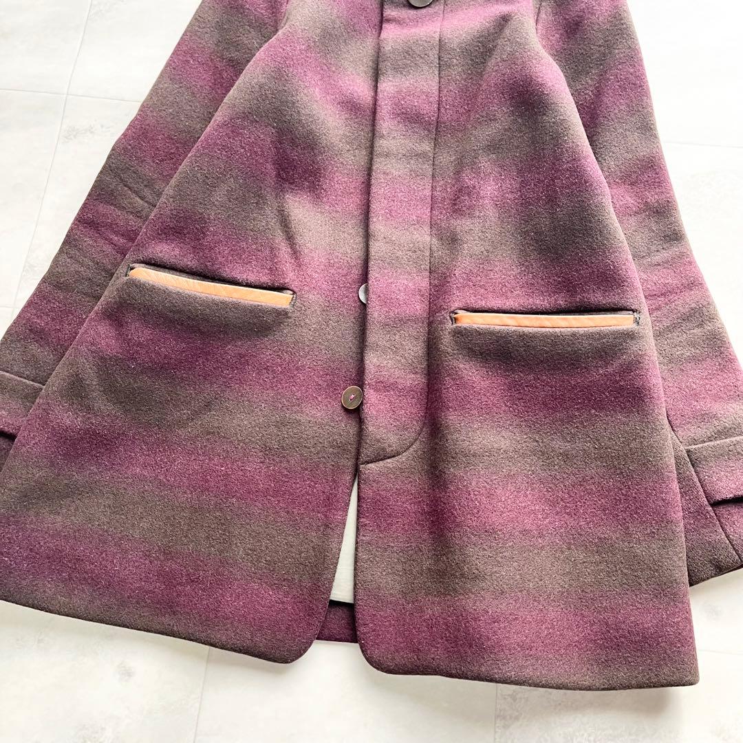 【美品】Pal'las Palace ボーダー ウールコート シェルボタン L