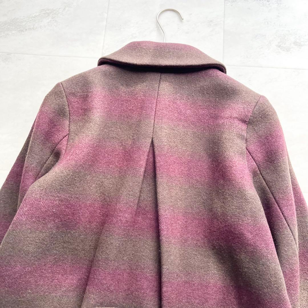 【美品】Pal'las Palace ボーダー ウールコート シェルボタン L