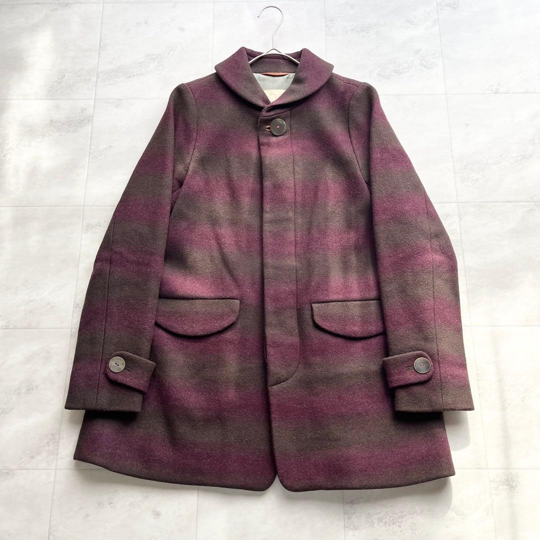 【美品】Pal'las Palace ボーダー ウールコート シェルボタン L