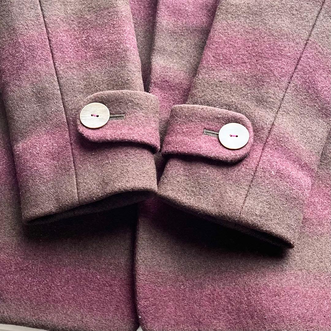 【美品】Pal'las Palace ボーダー ウールコート シェルボタン L