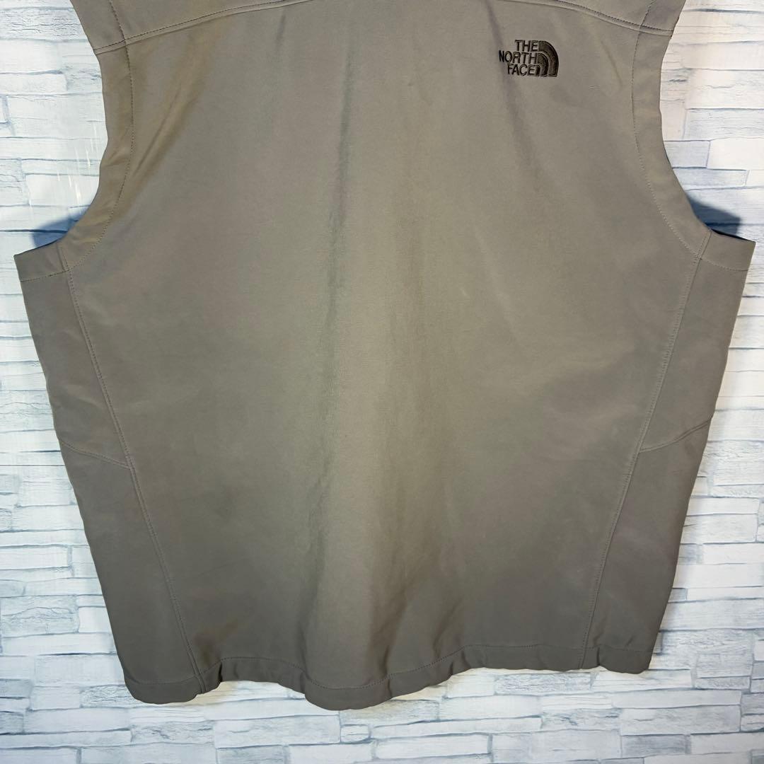 【USA古着】ノースフェイスソフトシェルベスト3XLグレービック刺繍ドロー
