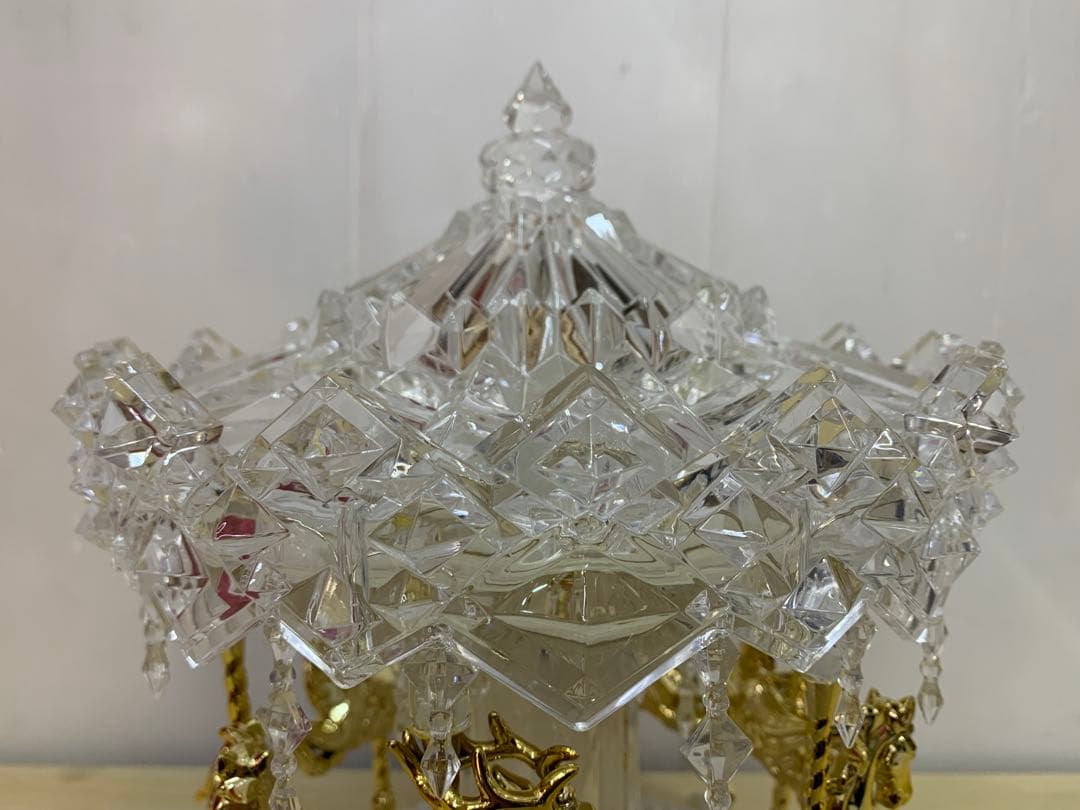 さくら【中古HARMONIERハルモニアアクリルLEDカルーセルオルゴール