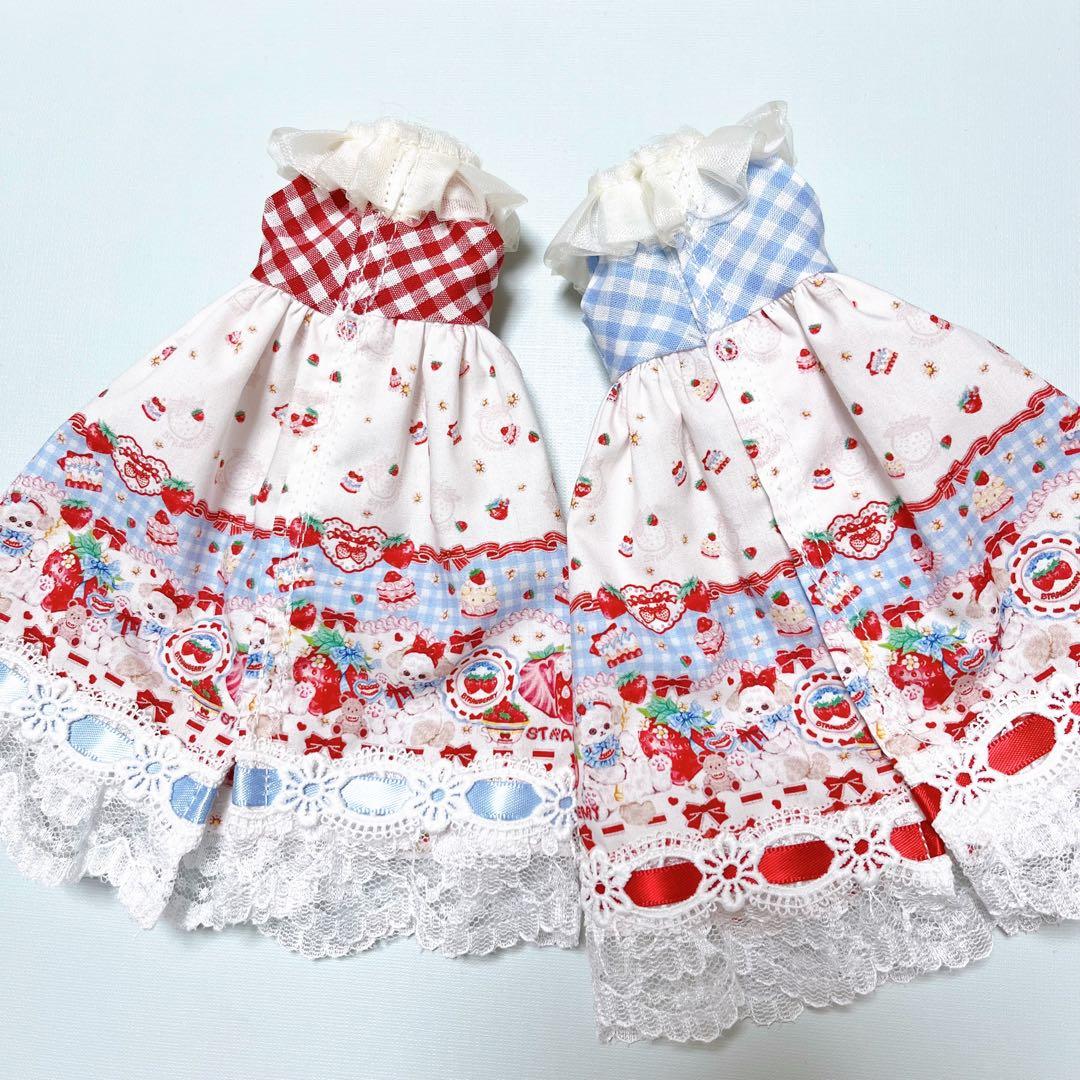 リカちゃんサイズハンドメイドワンピース&ピアスNo.2270・2271双子コーデ