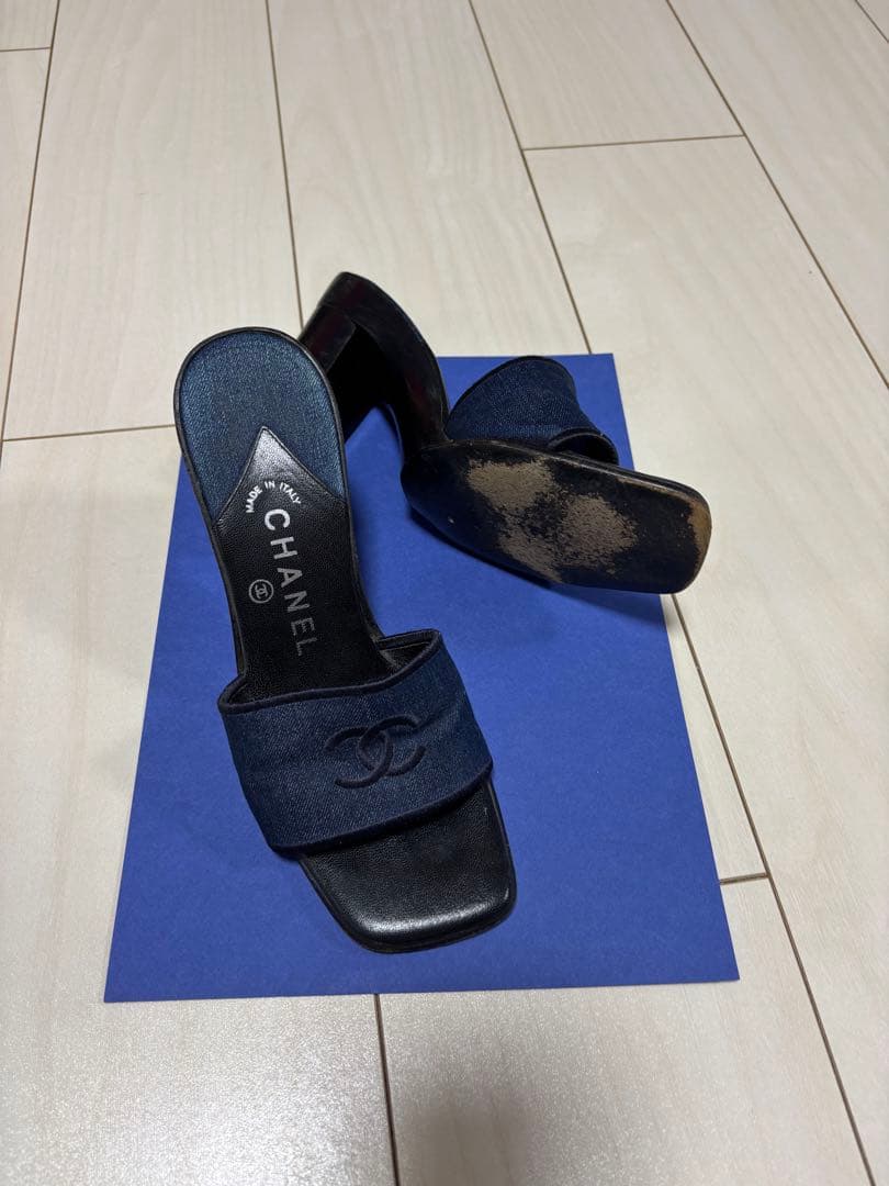 CHANEL ネイビー スライドサンダル