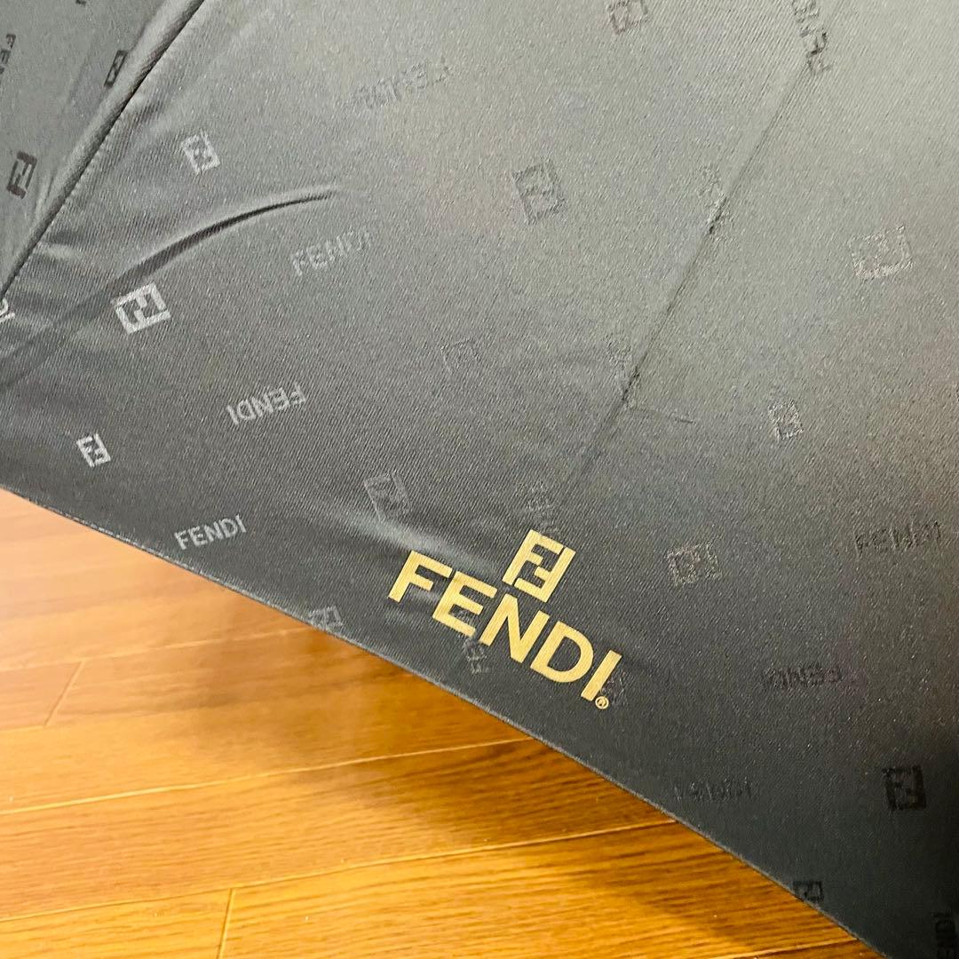新品未使用 FENDI フェンディ ズッカ柄 傘 手開き式 黒 ブラック 長傘