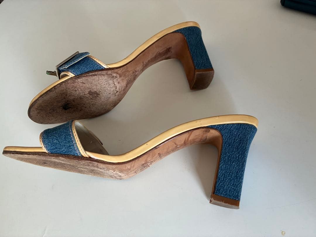 クリスチャンディオール　デニム ロック&チャーム ミュール ヒール　難あり