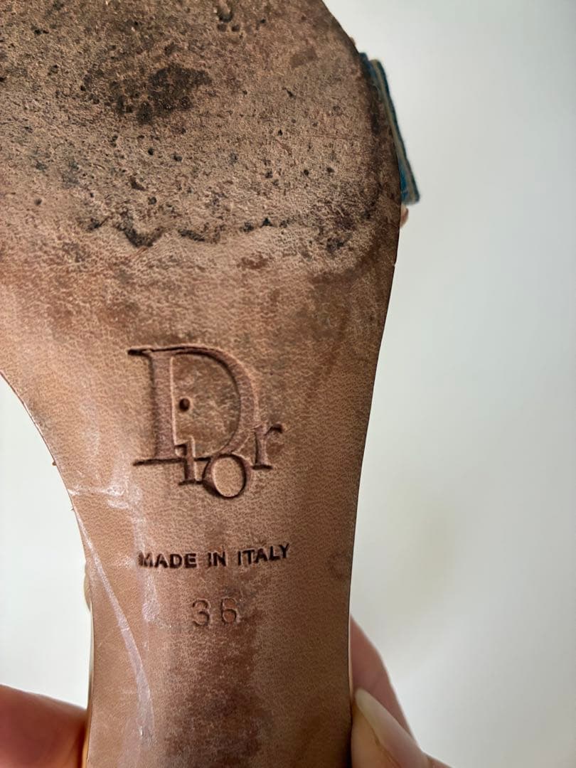 クリスチャンディオール　デニム ロック&チャーム ミュール ヒール　難あり