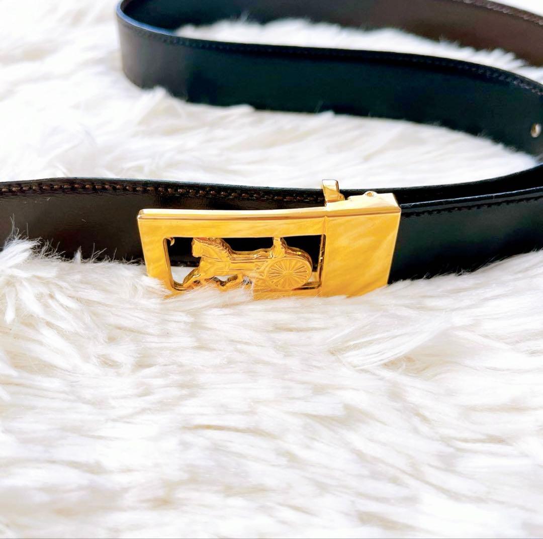 ✨美品【CELINE セリーヌ】トリオンフ ベルト/レザー/黒/ゴールドバックル