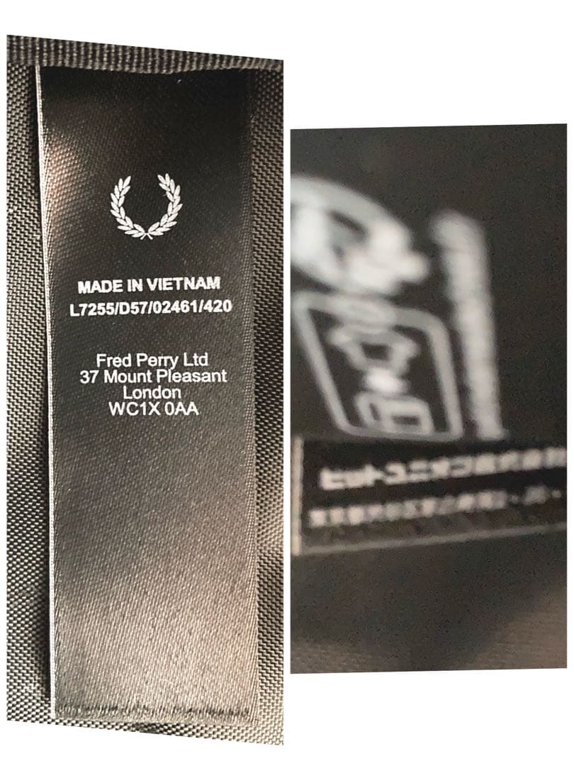 かんぺフレッドペリー　2way ドラム・ボストンバッグ　ブラック×ホワイト