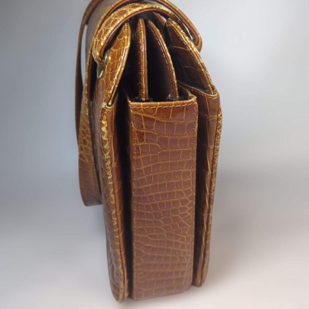 シャイニング　クロコダイル　バッグ　ブラウン　セット　サンタゴスティーノ