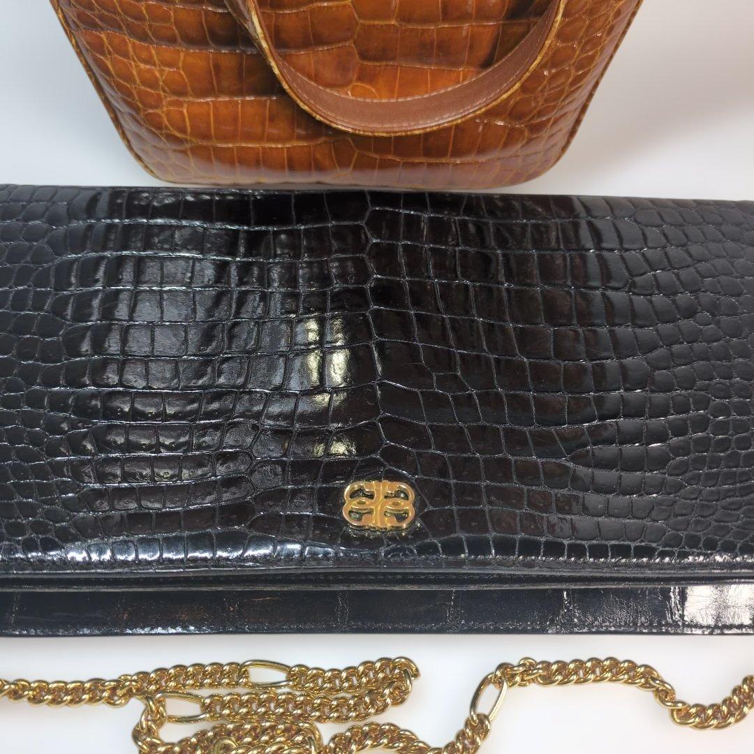 シャイニング　クロコダイル　バッグ　ブラウン　セット　サンタゴスティーノ