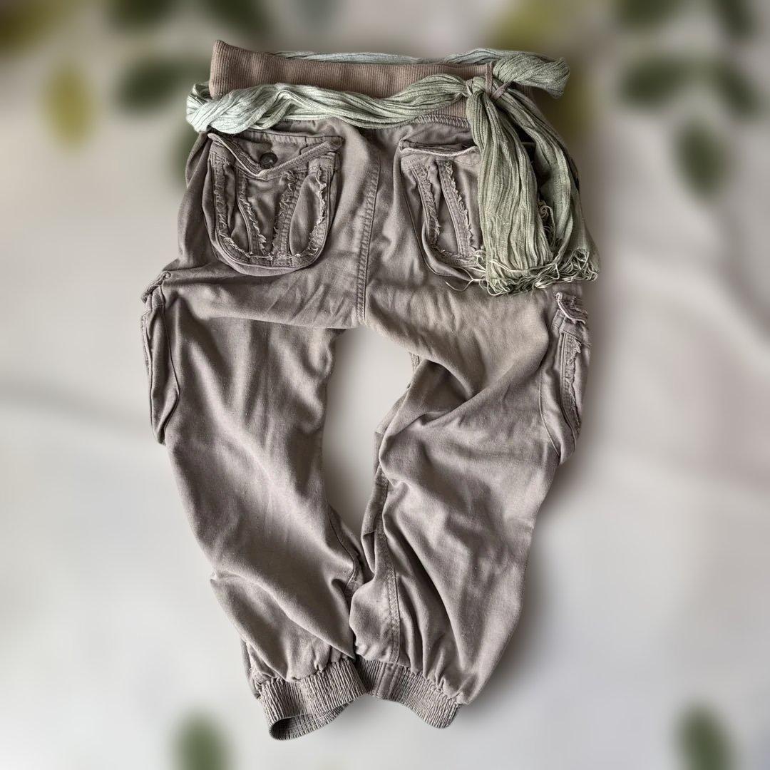 goa ゴア ワークパンツ カーゴパンツ スカーフ付き ベージュ系