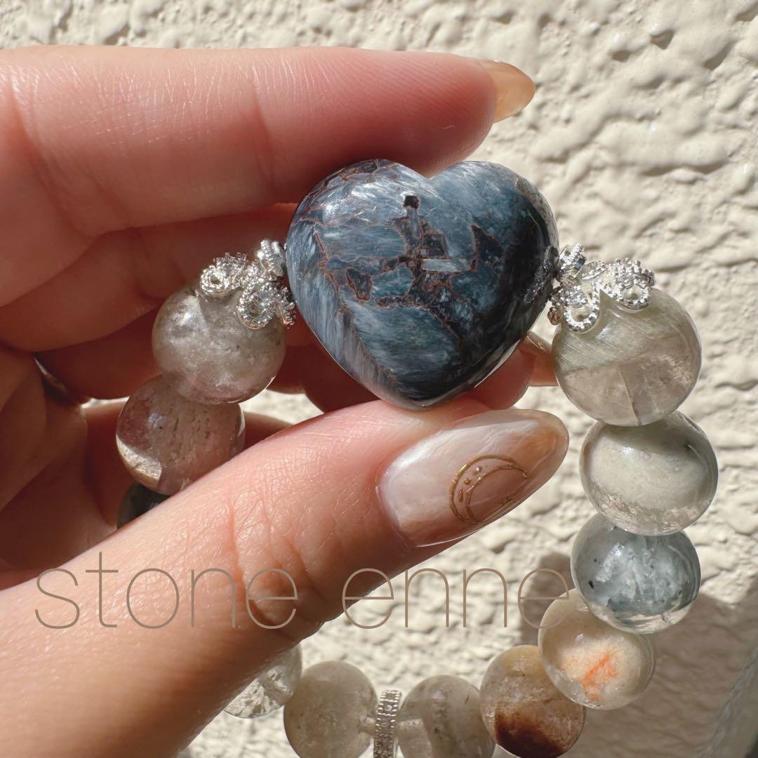 天然石　ハンドメイドブレス　ピーターサイト　ガーデン　デニム　⚠︎少し傷あり特価！