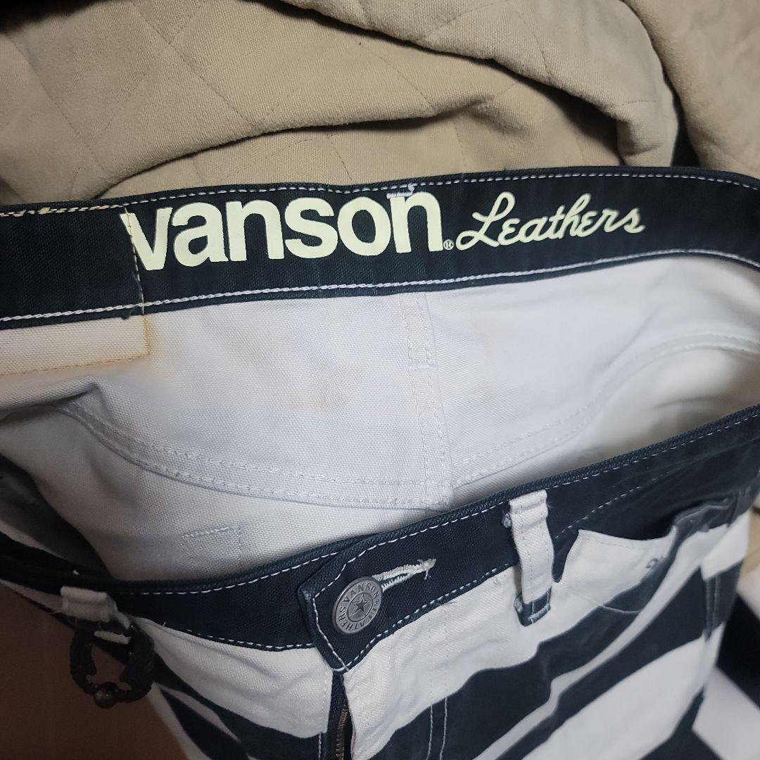 バンソン ストライプパンツ 34インチ Vanson 囚人パンツ