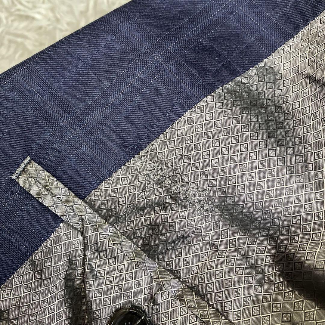 ◎極美品 銀座グローバルスタイル×ゼニア 高級生地 人気 ネイビー+チェック柄1