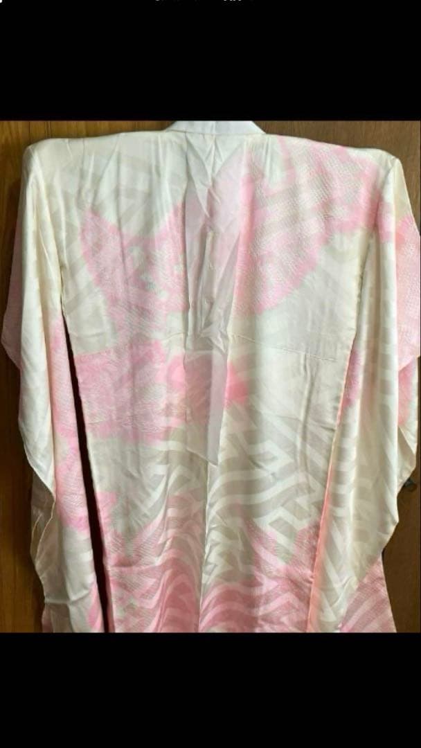 未使用 長襦袢 ピンクと白のグラデーション 正絹　手縫い　振袖