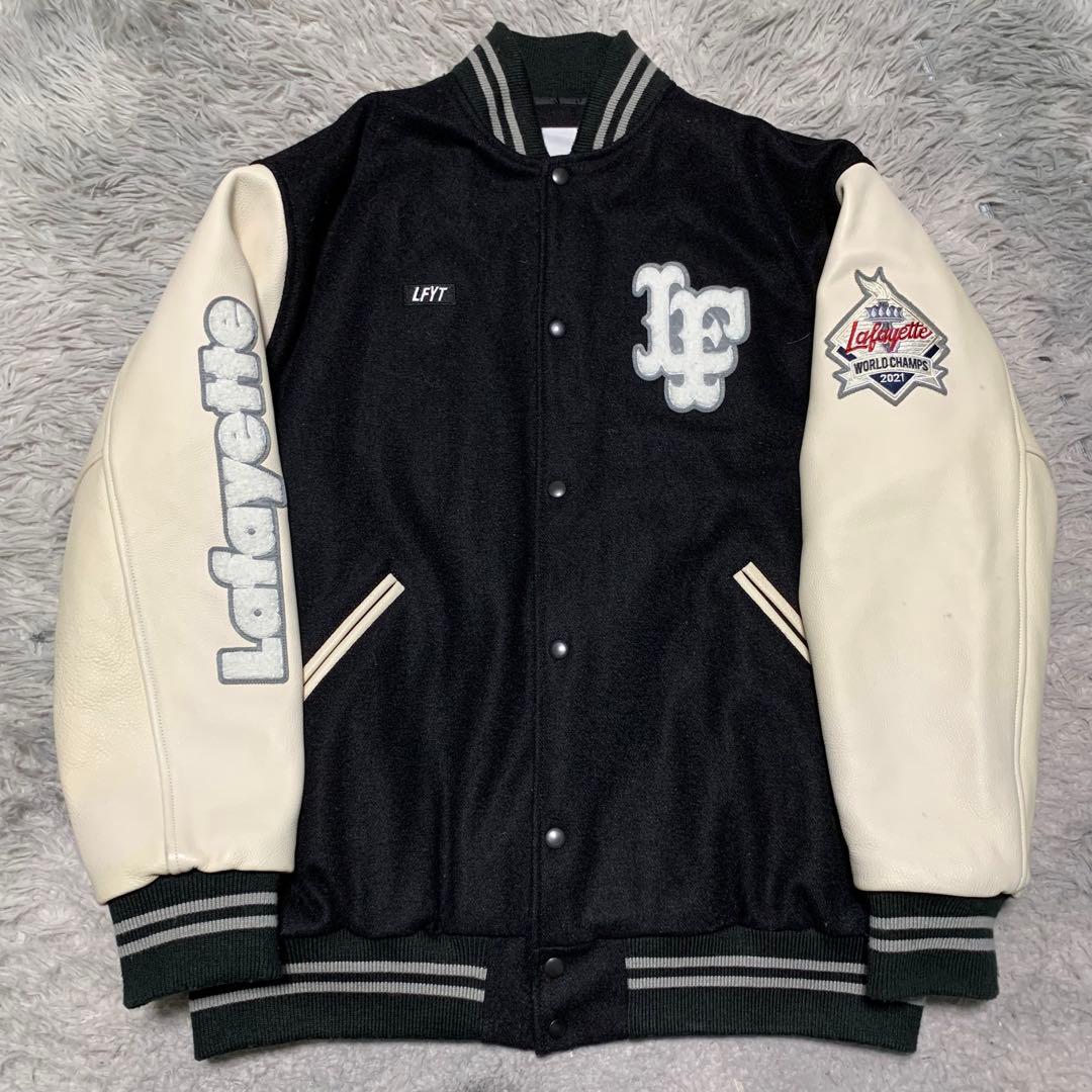 美品 2XL Lafayette ラファイエット スタジャン ブルゾン レザー