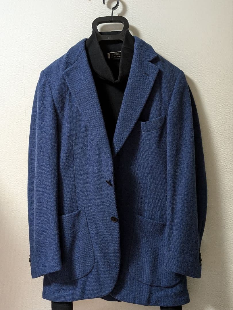ベルベスト メンズテーラードジャケット ネイビー 46 ロゴ刻印ボタン