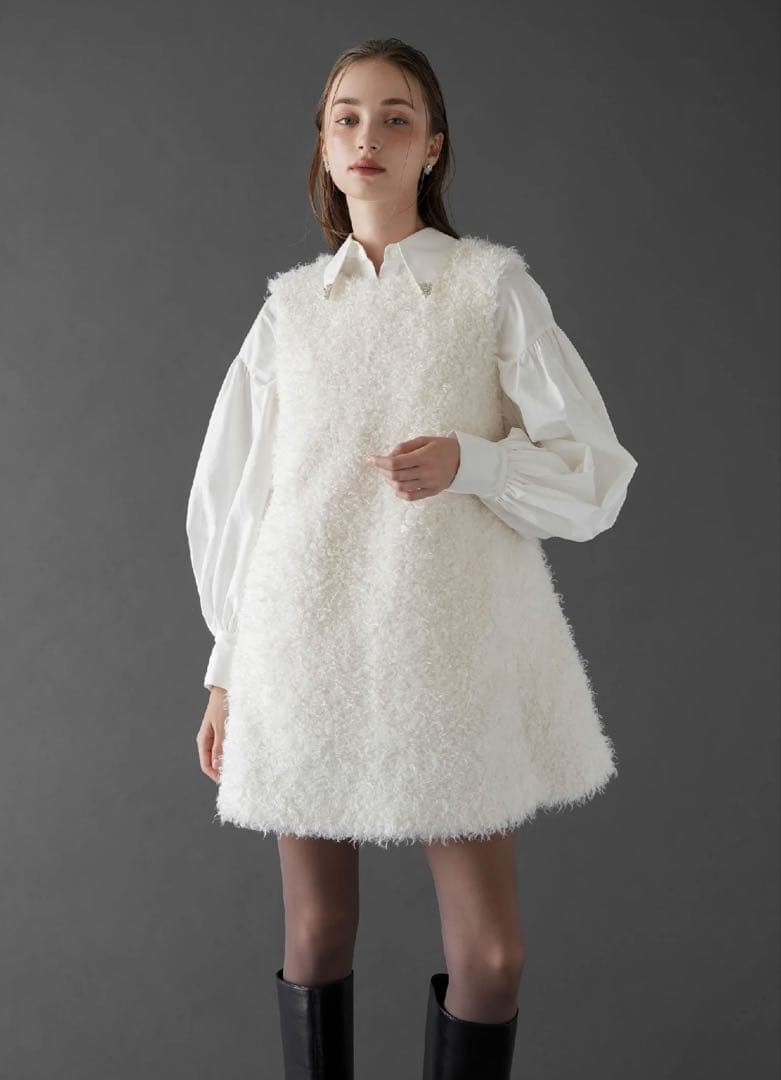 トップス fur vest one-piece