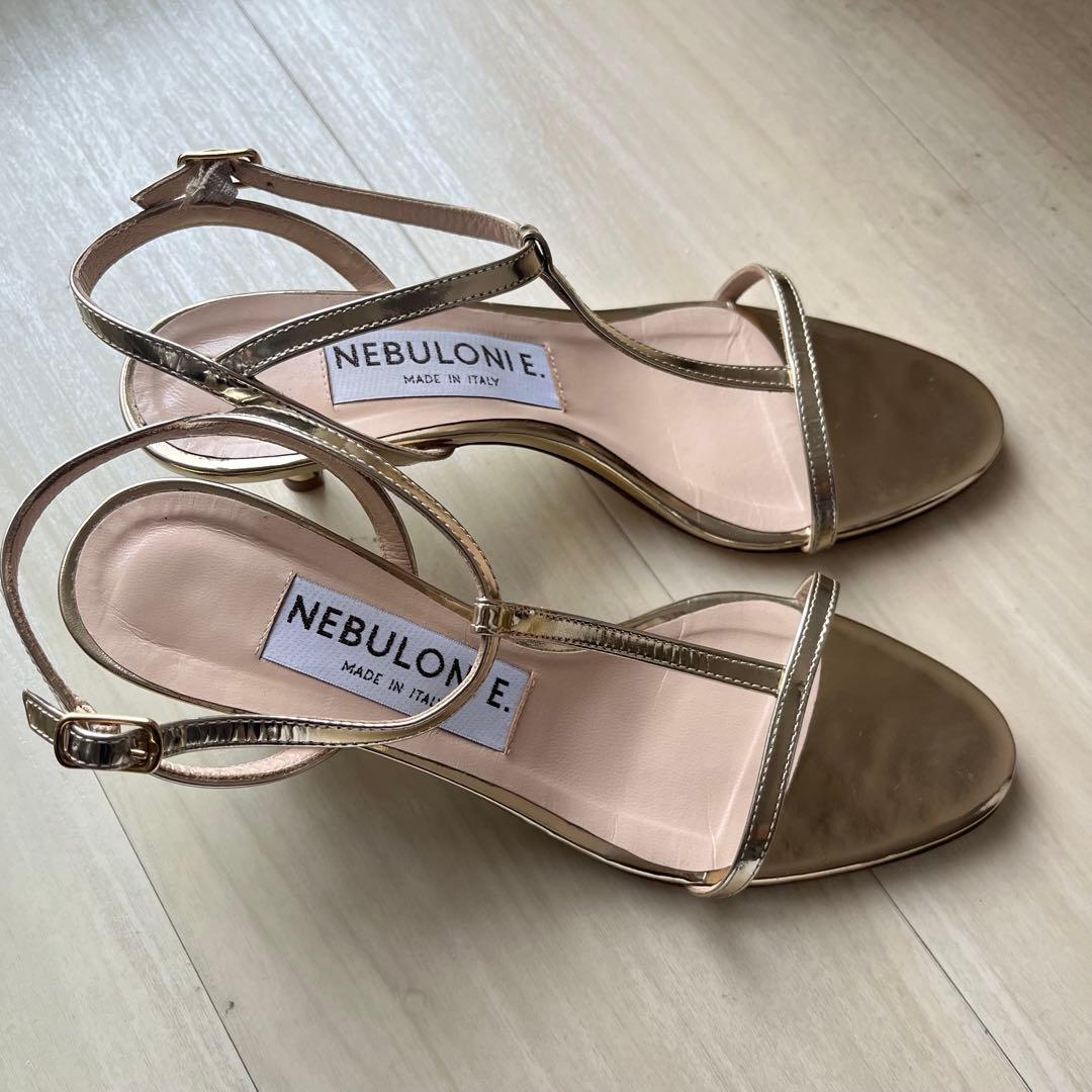 【美品】NEBLONIE.ネブローニ　ゴールド ストラップサンダル 36