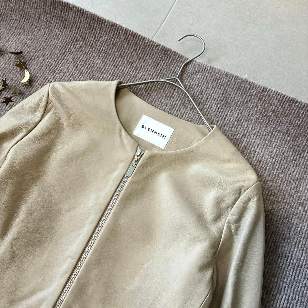 極美品 ブレンヘイム♡ラムレザー ノーカラー ライダース ジャケット M
