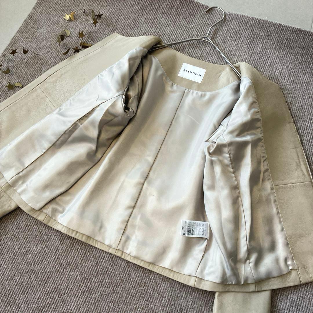 極美品 ブレンヘイム♡ラムレザー ノーカラー ライダース ジャケット M